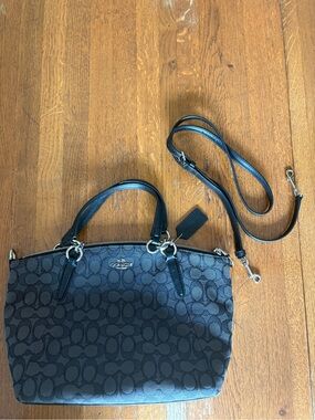 Coach Black Signature Canvas Satchel - Gem